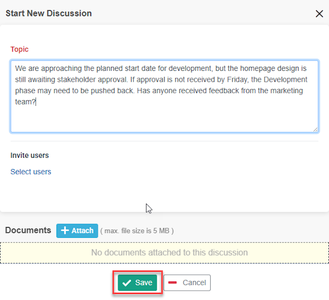 Add Project Discussions